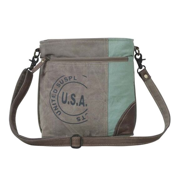 Myra Bag Handbags - Myra Bag Handmade Dusken Shoulder Bag Upcycled Canvas & Cowhide Leather